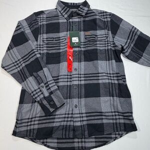 Orvis Men’s Heavyweight Double Brushed Flannel Shirt Ale Gray Plaid Medium NWT